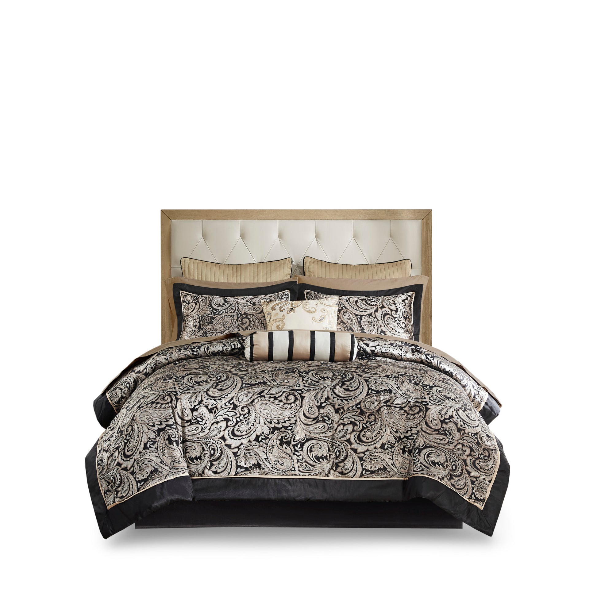 12 Piece Comforter Set With Cotton Bed Sheets Black Full Full Black Cotton
