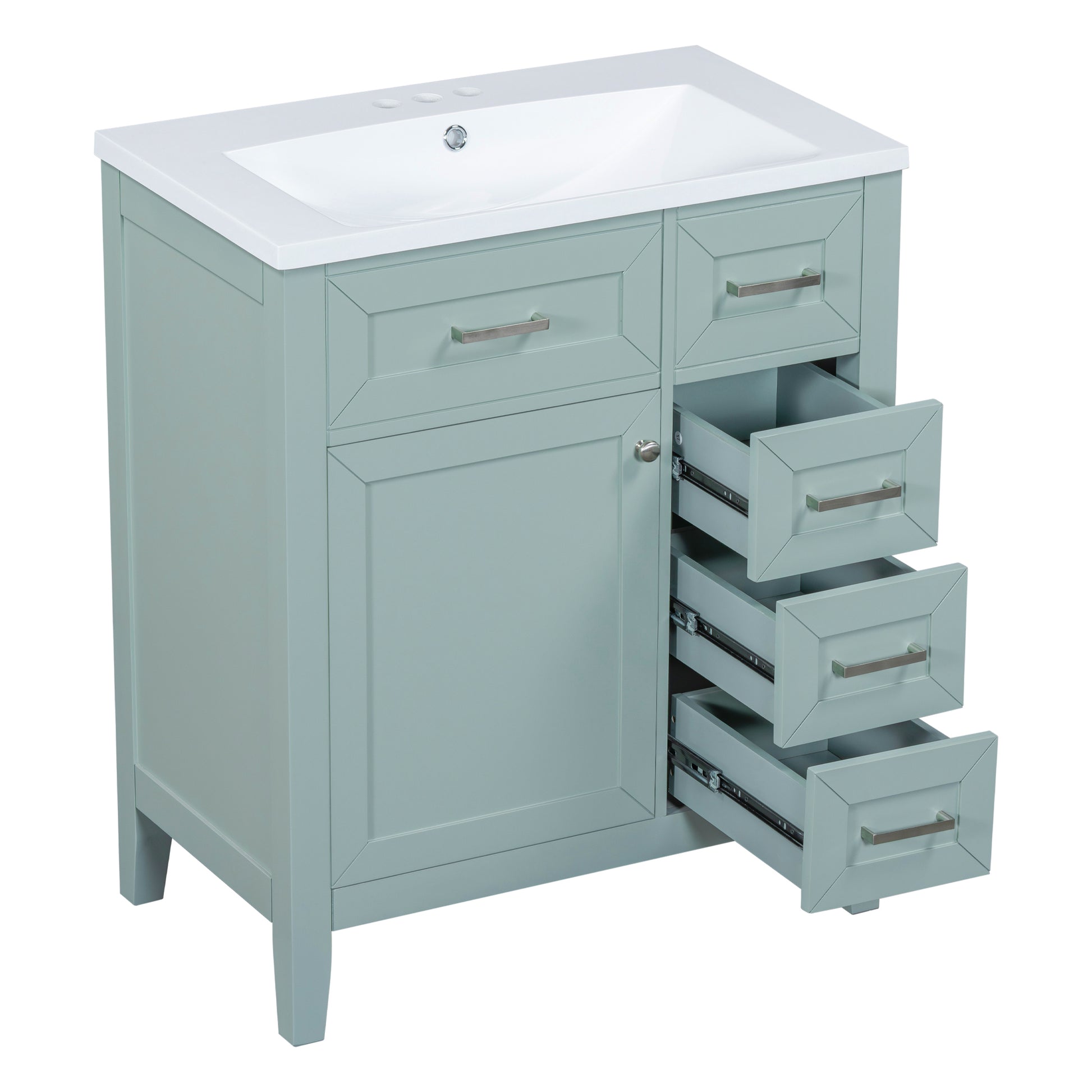 30" Bathroom Vanity With Sink Combo, Green Bathroom Cabinet With Drawers, Solid Frame And Mdf Board Old Sku:N725S999222F Green Solid Wood Mdf