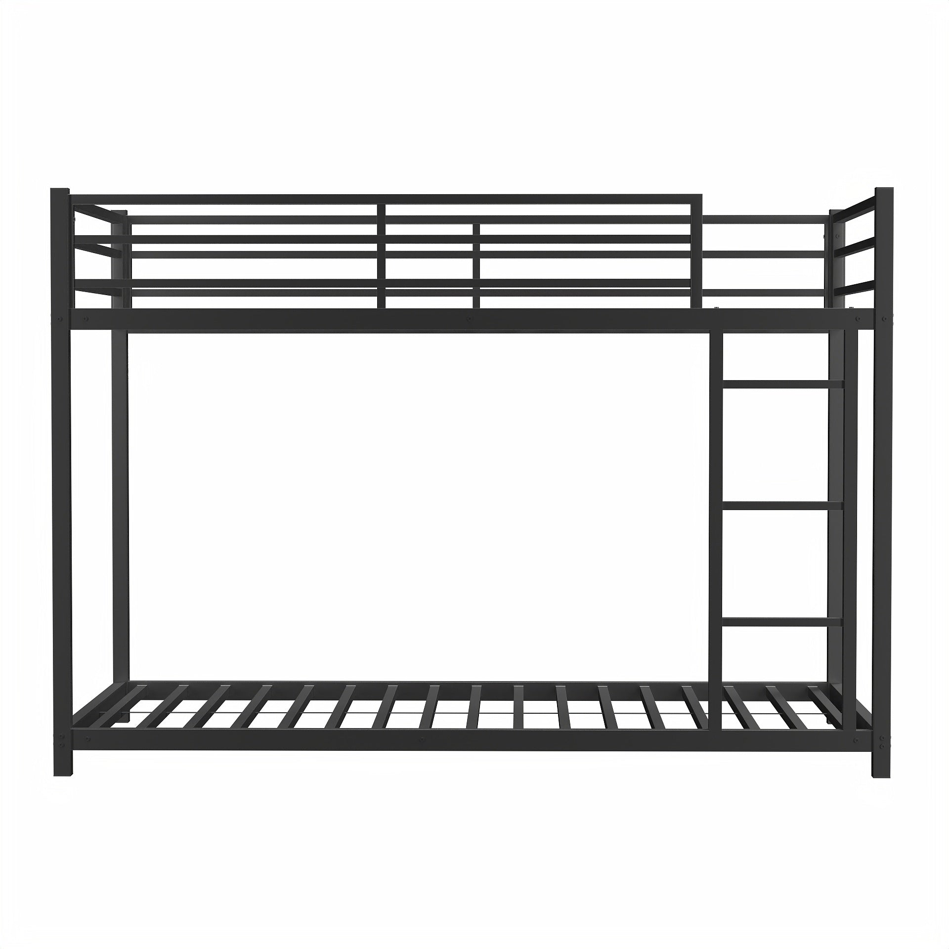 Metal Twin Over Full Bunk Bed Heavy Duty Sturdy Metal Noise Reduced Safety Guardrail No Box Spring Needed,Black Twin Black Metal Metal