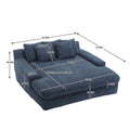 Coolmore Chenille 2 Seater Lazy Sofa With 5 Back Pillows,Comfy Sofa Deep Seat Couch For Living Room,Club Navy Navy Foam Chenille 2 Seat