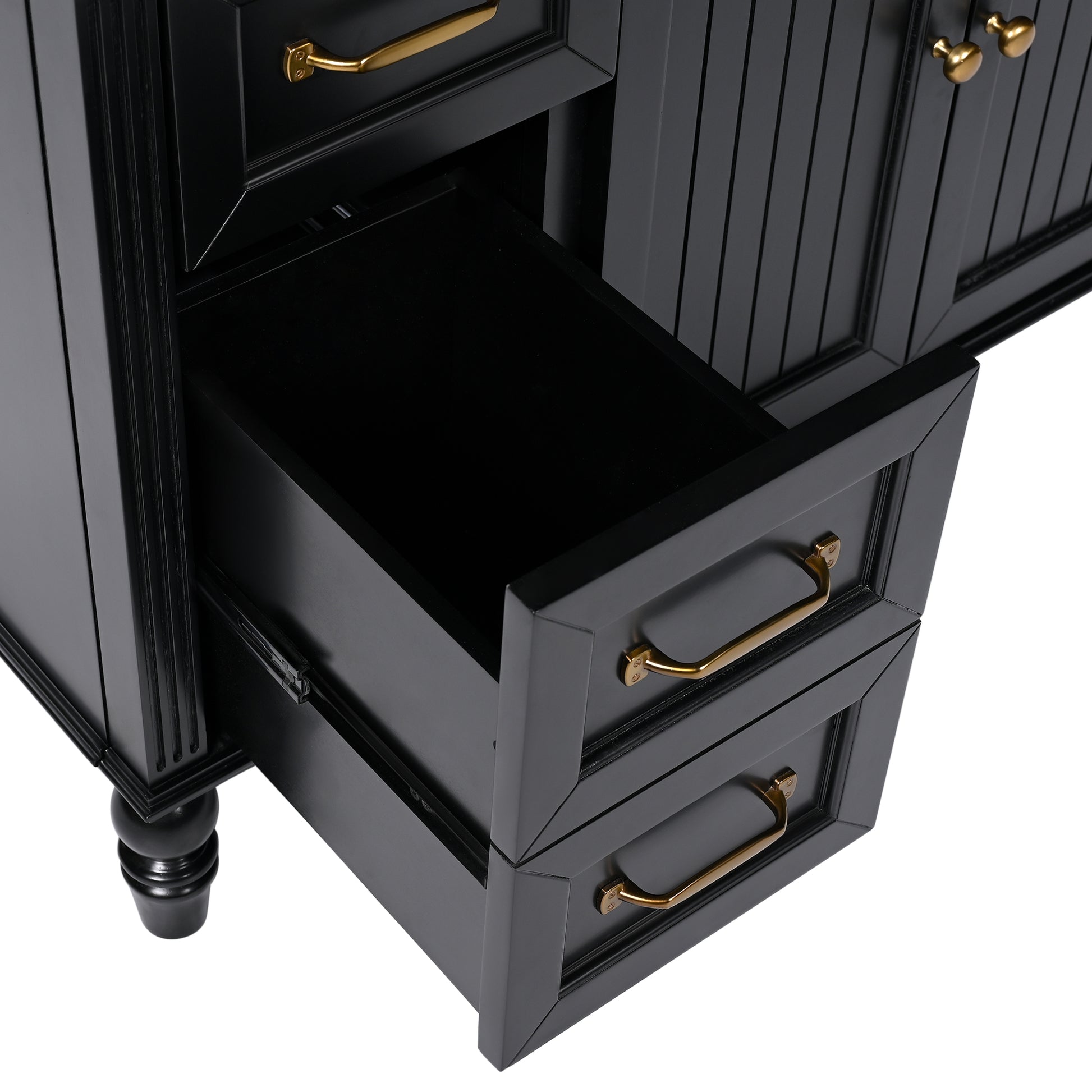36" Bathroom Vanity With Sink, Black Bathroom Cabinet With Drawers, Solid Frame And Mdf Board, One Package Black Solid Wood Mdf
