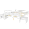 Full Size Wooden Platform Bed With 2 Storage Drawers And 2 Bedside Tables, White Full White Pine