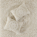 Tufted Cotton Chenille Medallion Comforter Set Taupe King Cal King King Taupe Polyester