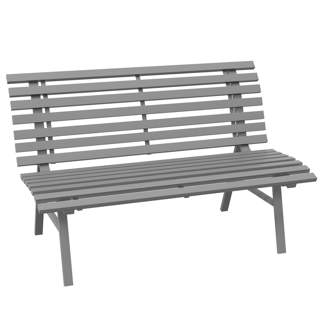 Outsunny 48.5" Garden Bench, Outdoor Patio Bench, Lightweight Aluminum Park Bench With Slatted Seat For Lawn, Park, Deck, Gray Grey Aluminum