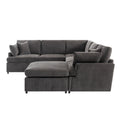 Modern Large U Shape Sectional Sofa, With Removable Ottomans For Living Room 6 Seater Gray Polyester 6 Seat