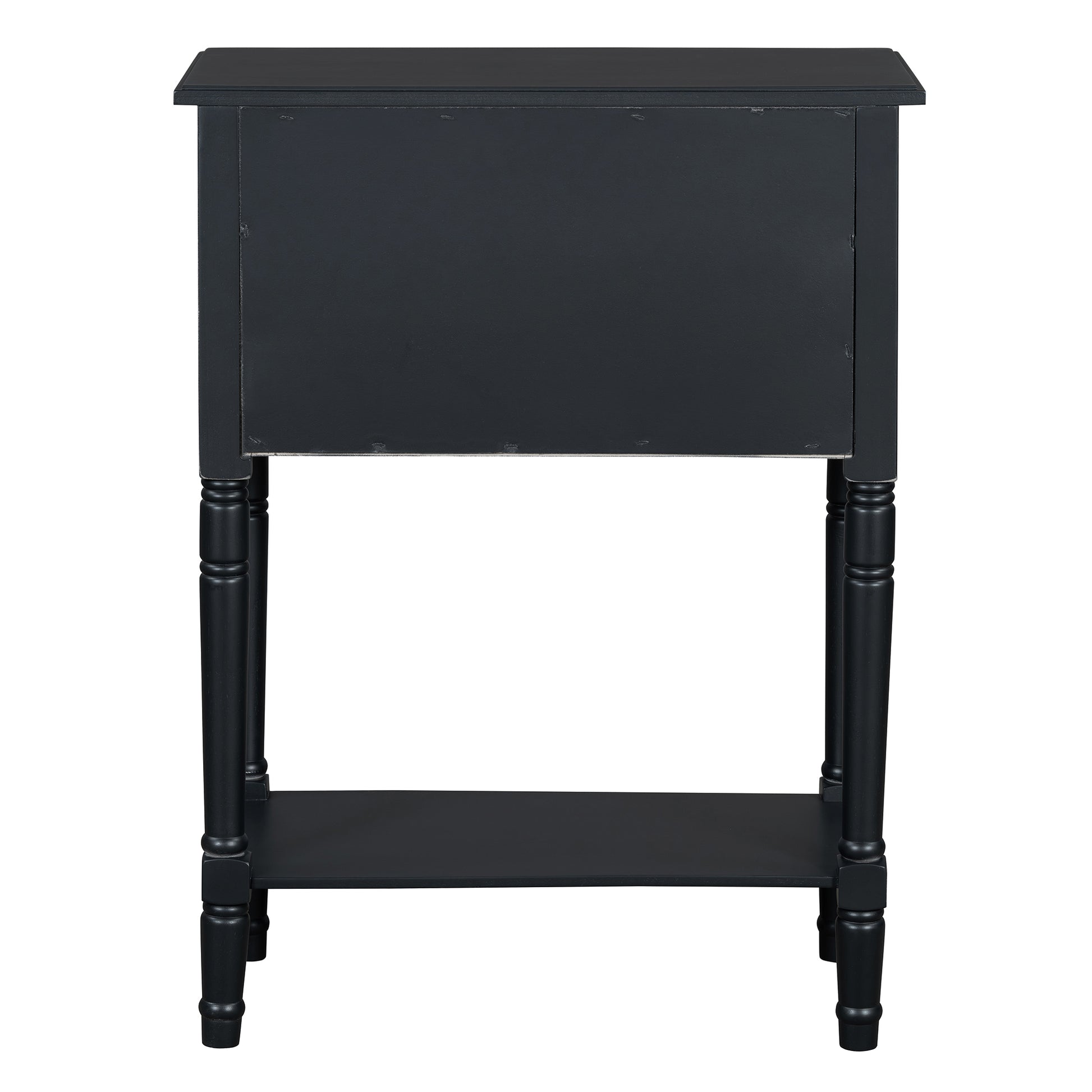 Narrow Console Table, Slim Sofa Table With Three Storage Drawers And Bottom Shelf Black Black Solid Wood Mdf