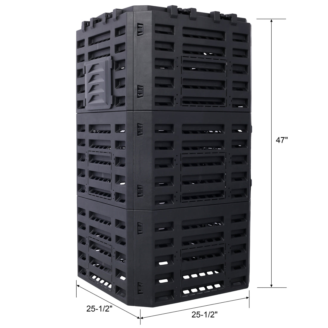 Garden Composter Bin Made From Recycled Plastic 132 Gallons 500Liter Large Compost Bin Create Fertile Soil With Easy Assembly, Lightweight, Aerating Outdoor Compost Box Black Plastic