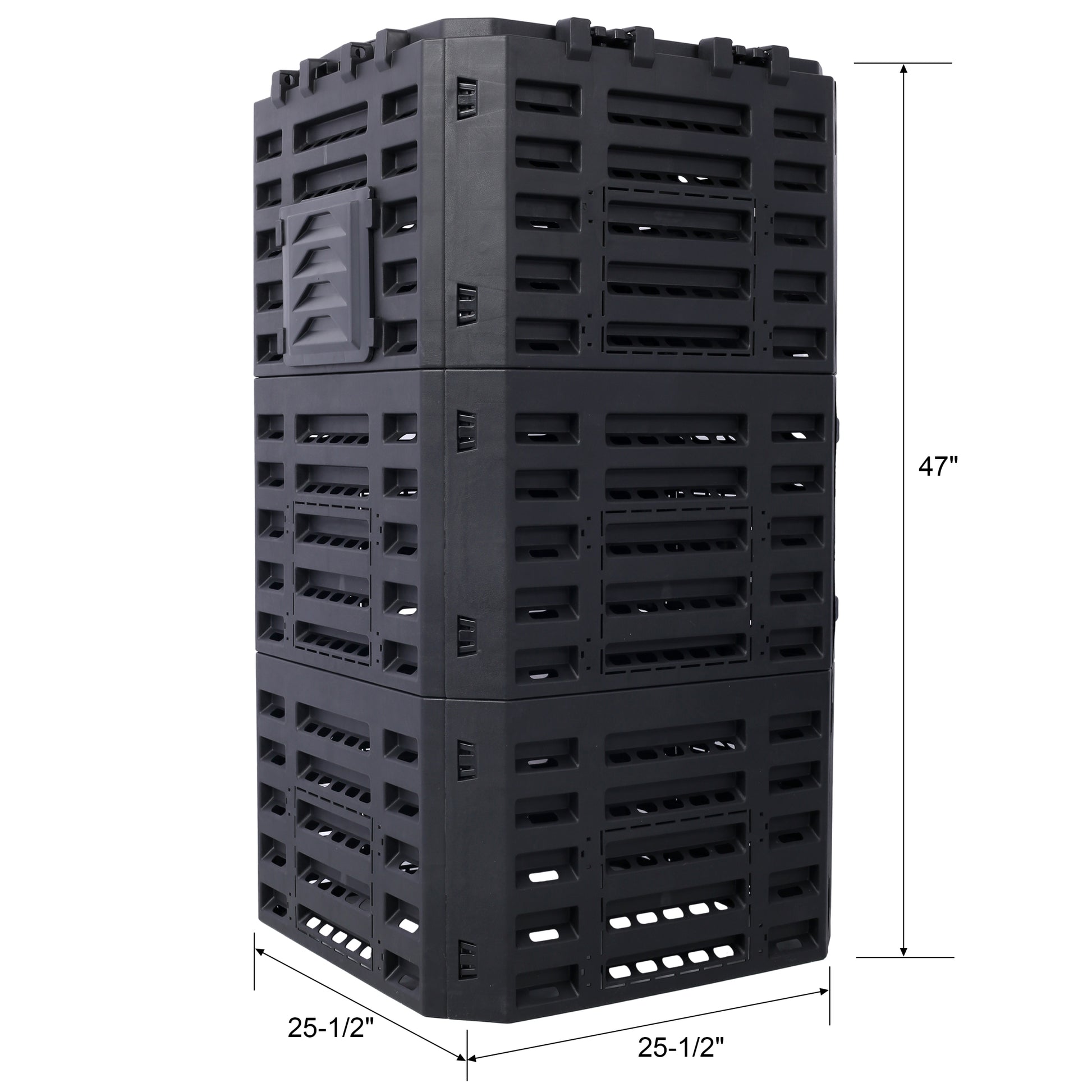 Garden Composter Bin Made From Recycled Plastic 132 Gallons 500Liter Large Compost Bin Create Fertile Soil With Easy Assembly, Lightweight, Aerating Outdoor Compost Box Black Plastic