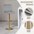 Coolmore Bar Stools With Back And Footrest Counter Height Dining Chairs 2Pc Set,360 Velvet Swivel Bar Stools Set Of 2, Adjustable Counter Height Bar Chairs Gray Velvet Gray Primary Living Space Foam Velvet
