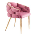 Luxury Handmade Accent Chair With Gold Legs, Modern Velvet Armchair For Living Room And Bedroom Pink Foam Velvet