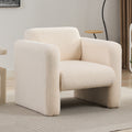 Modern Accent Chair Lambskin Sherpa Fabric Upholstered Comfy Reading Arm Chair Soft Padded Armchair With Back And Pillow For Living Room Bedroom Reception Waiting Room Office, Cream Cream Primary Living Space Upholstered
