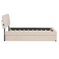 Teddy Fleece Twin Size Upholstered Platform Bed With Trundle, Beige Twin Beige Fleece