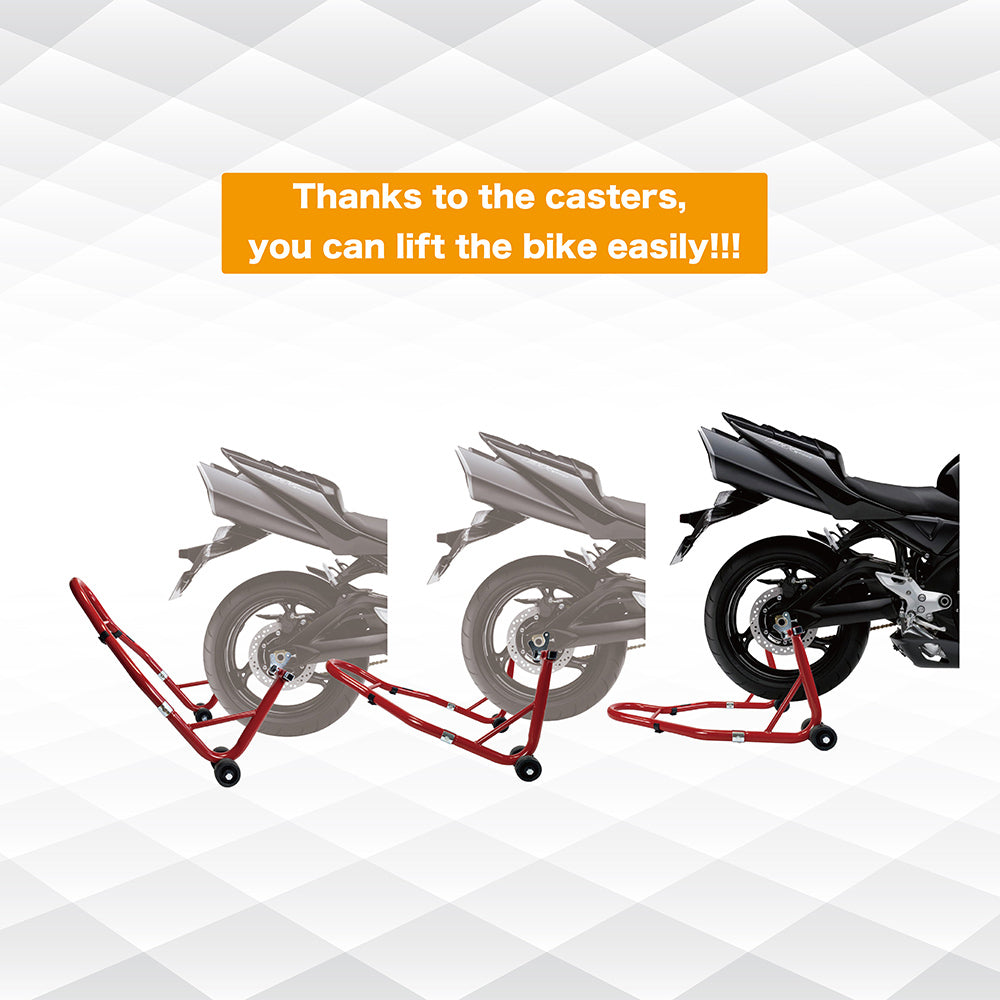 Motorcycle Stand 850Lb Sport Bike Rear Wheel Lift Swingarm Paddock Stands Red, U Red Steel