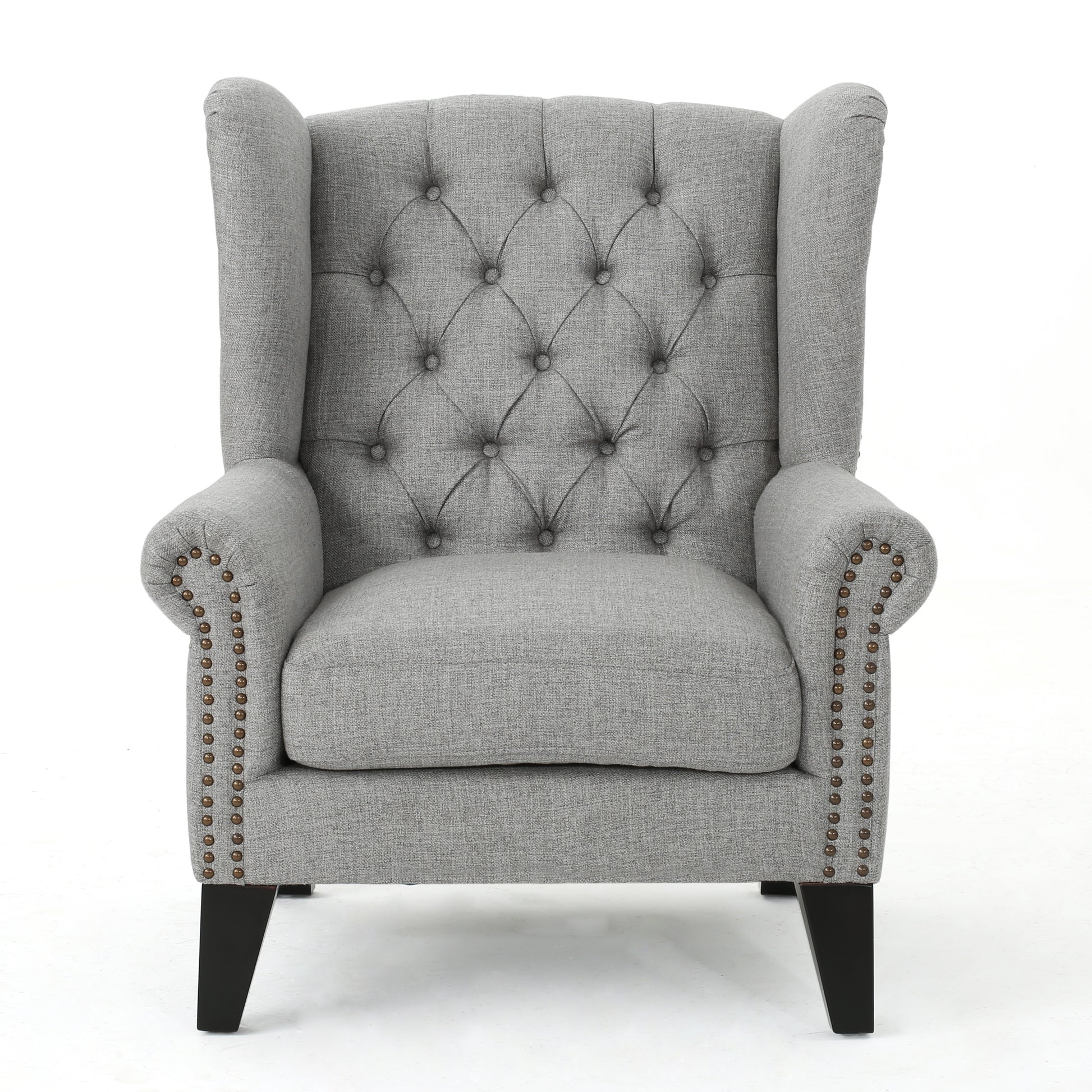 Accent Chair Grey Fabric