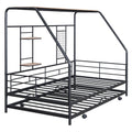 Twin Size Metal House Bed With Trundle, Black Twin Black Metal