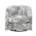 Isabelle Swivel Glider Barrel Chair Gray Floral Gray Foam Fabric