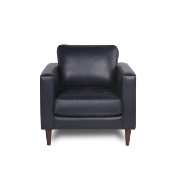 Mid Century Tufted Leather Chair Navy Leather