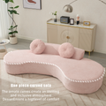 Arrived 105.5''Curved Sofa, Modern Minimalist Sofa, Cloud Couch Sofa 3 4 Seater Couch With 2 Pillows,Bedroom, No Assembly Required, Point Shaped Corduroy, Anti Wrinkle ,Pink Pink Polyester Primary Living Space Tight Back Soft Modern Foam Upholstered 3
