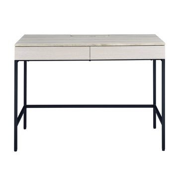 Natural And Black Writing Desk With 2 Drawers Natural Black Writting Desk Office Rectangular Drawers Wood Metal