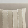 3 Piece Striped Cotton Comforter Set Taupe King Cal King Taupe Cotton