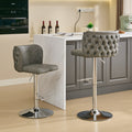 Swivel Barstools Adjusatble Seat Height With Chrome Base, Modern Pu Upholstered Bar Stools With The Whole Back Tufted, For Home Pub And Kitchen Island,Gray, Set Of 2 Gray American Design Bar Stools Set Of 2 Foam Pu Leather