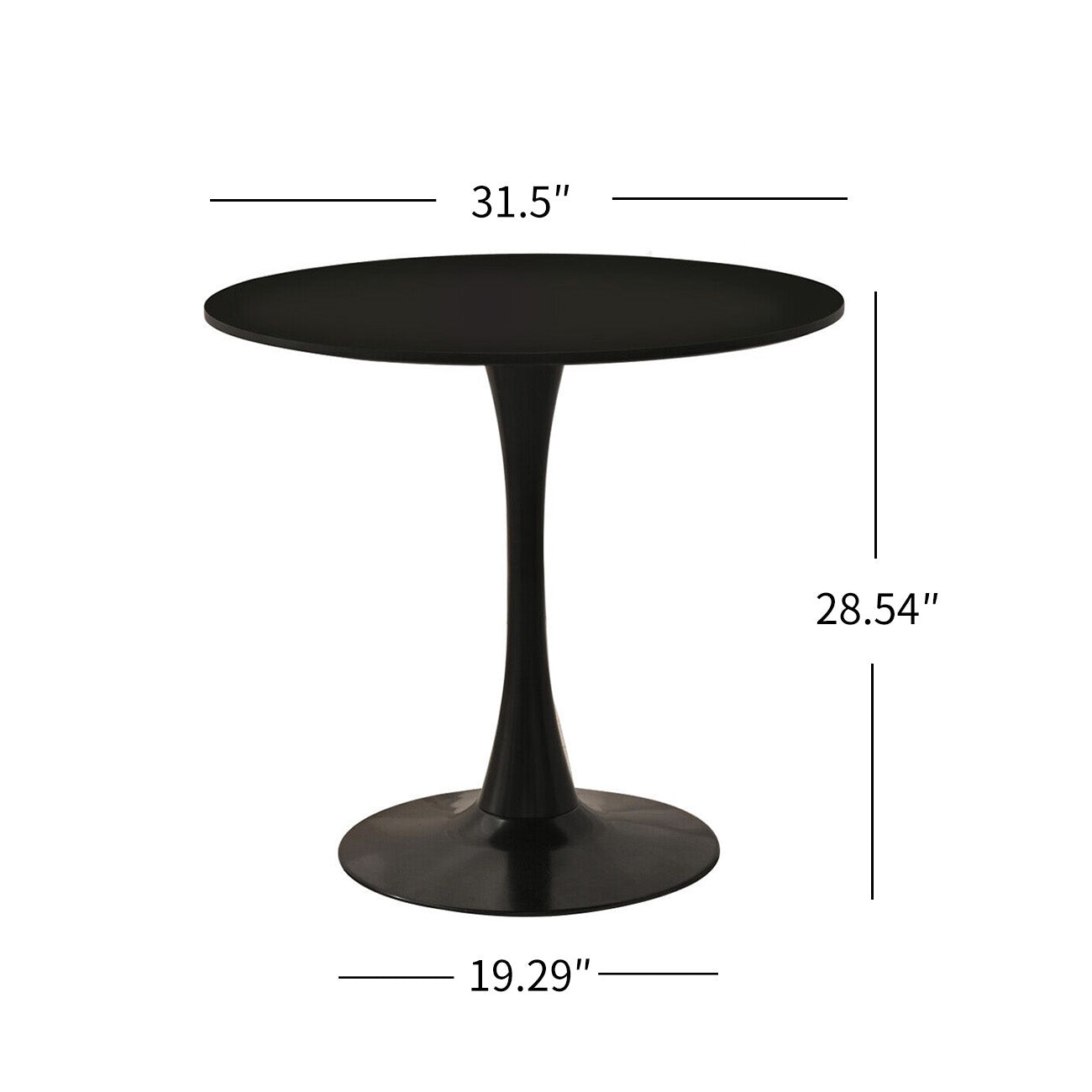 31.5" Round Dining Table, Mid Century Black Tulip Table, Metal Base Pedestal Table For 2 4 Person,Easy Assembled Leisure Coffee Table Black Dining Room Classic,Modern Kitchen & Dining Tables Glossy Round Mdf Metal