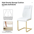 Table And Chair Set, The Table Is Equipped With A Marble Patterned Mdf Tabletop And Gold Table Legs.Dining Chairs,Gold Legged Upholstered Chairs Made Of Artificial Leather. Gold White Seats 6 Mdf