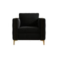 Accent Chair For Living Room Upholstered Arm Chair With Metal Legs Velvet Black Black Foam Fabric