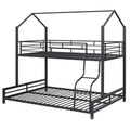 Metal House Bunk Bed, Twin Over Full, Black Full Black Metal