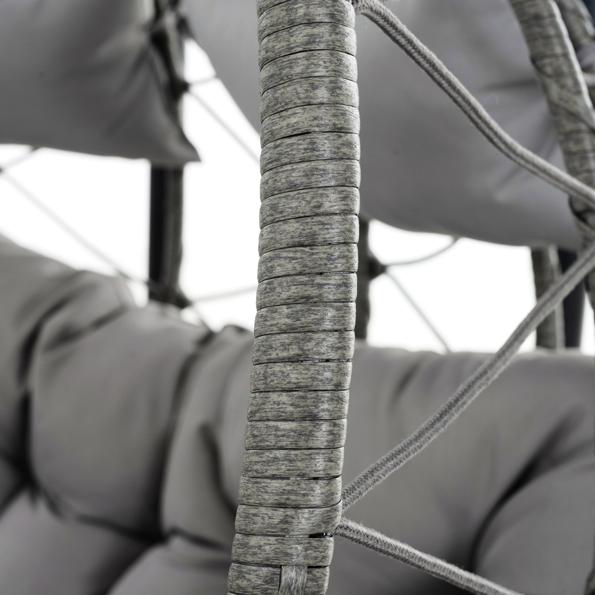 2 Persons Egg Chair With Stand Indoor Outdoor Swing Chair Patio Wicker Hanging Egg Chair Hanging Basket Chair With Stand For Bedroom Living Room Balcony Gray Steel