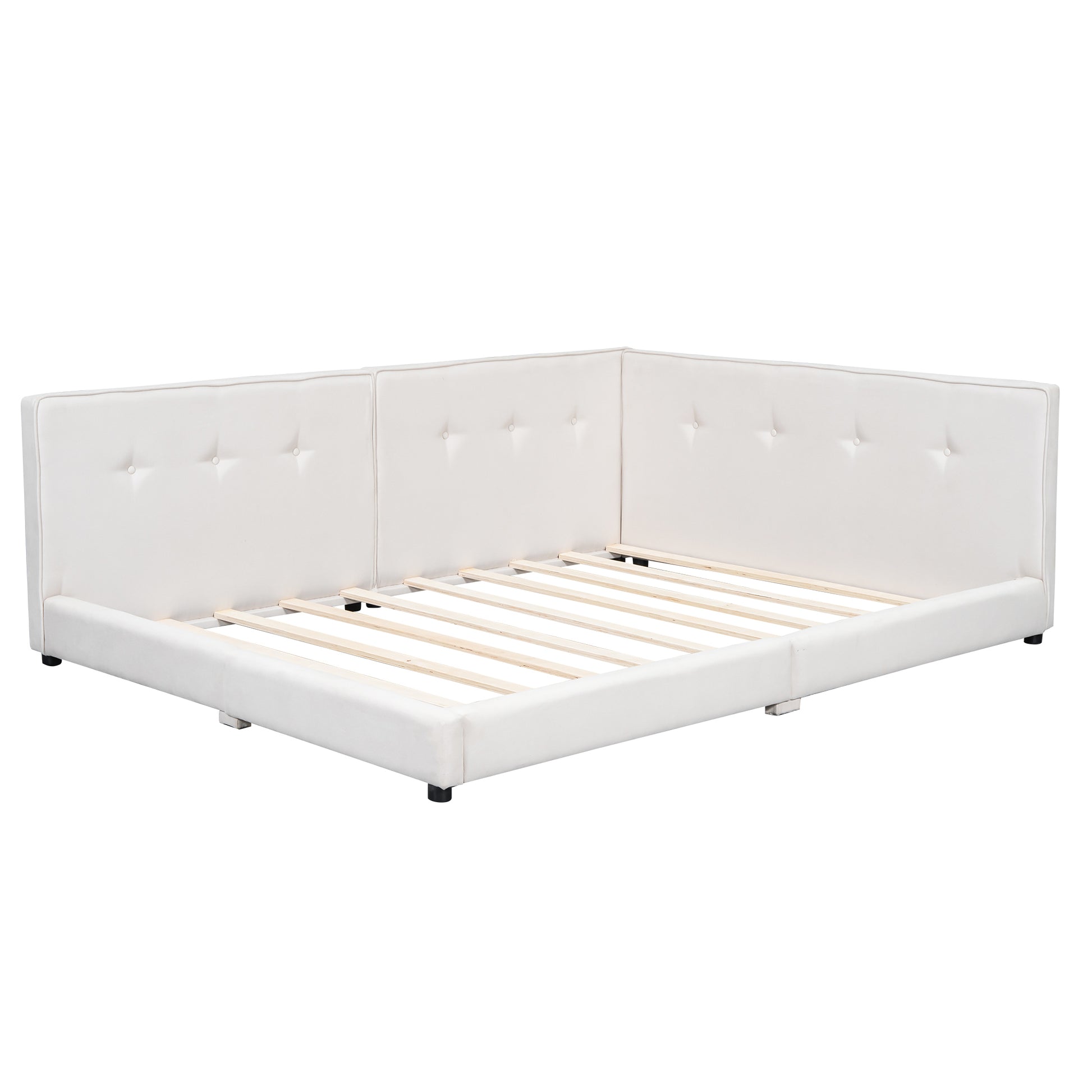 Upholstered Full Size Platform Bed With Usb Ports, Beige Full Beige Linen