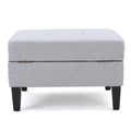 Storage Ottoman Light Grey Fabric