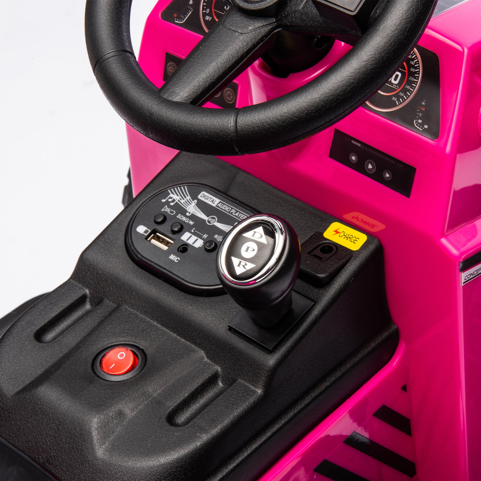 12V Kids Ride On Electric Tractor Black Knight,Kids Ride On Toy.2Wd,Non Skid Tires, Steering Wheel, Foot Pedal,With Removable Storage Tug,Light,Bluetooth,Music,Mp3,Usb,Power Display For Kids Aged 2 3. Rose Red 50 99 Lbs Polypropylene