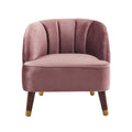 Upholstered Barrel Accent Chair With Wooden Legs Blush Rubberwood Velvet