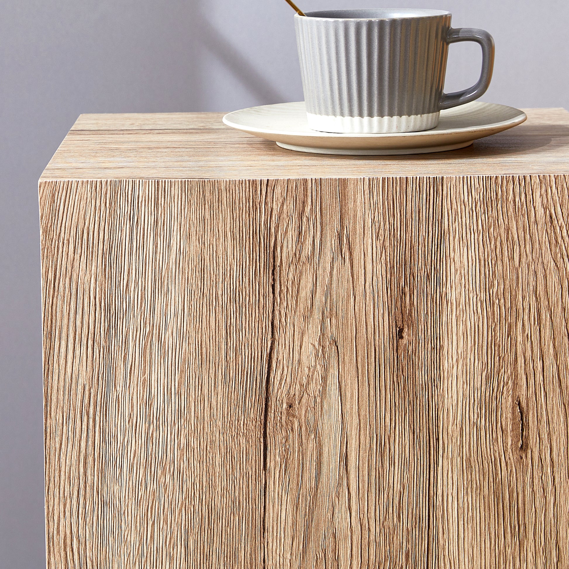 Elevate Your Living Space With This Modern Mdf Coffee Table That Showcases Smooth, Light Wood Color Texture Patterns. It Is Characterized By Stylish Design. Wood Mdf