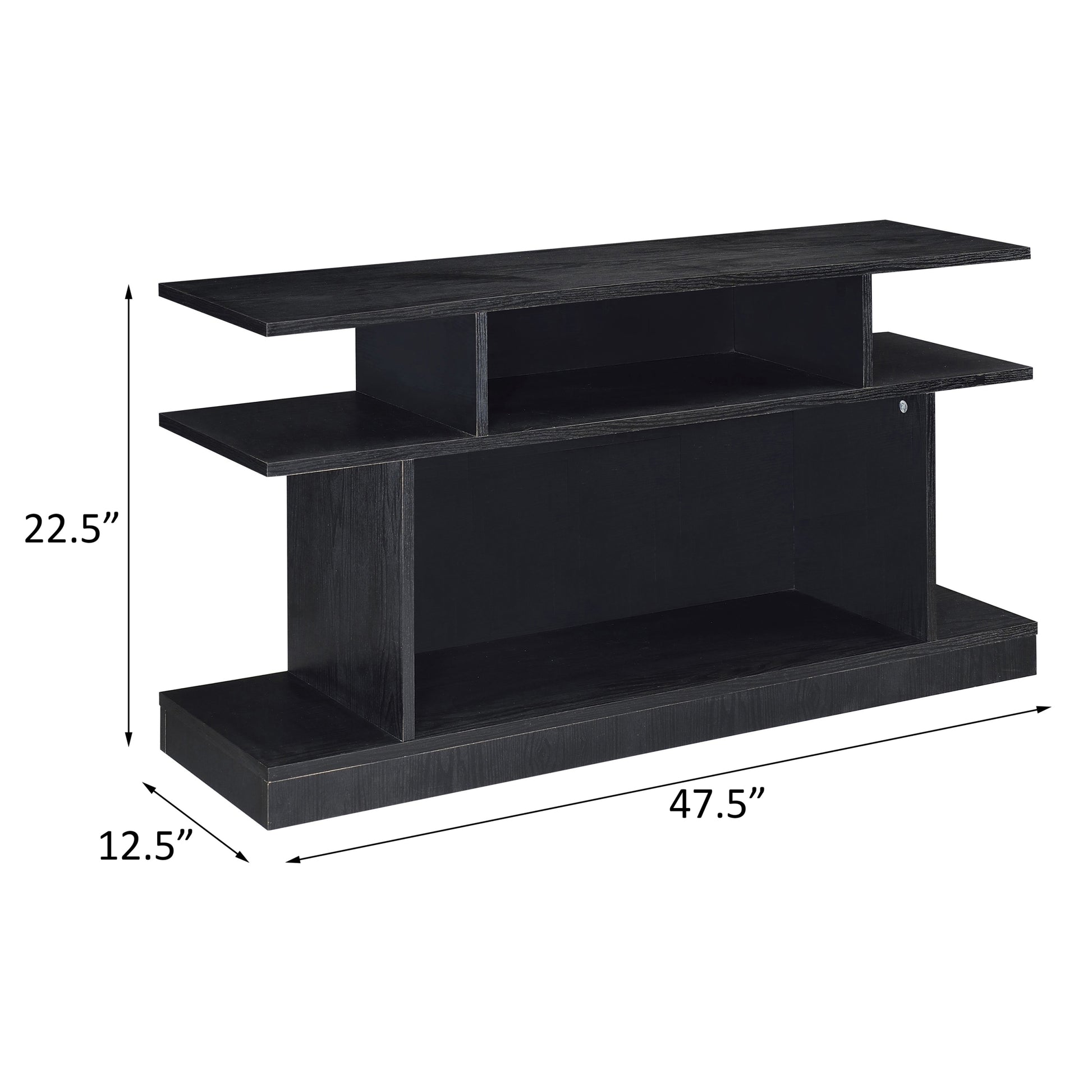 Black 2 Shelf Sofa Table Black Primary Living Space Contemporary Shelves Rectangular Wood