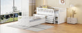 L Shaped Space Saving Twin Loft And Twin Platform Bed With 7 Drawers And Full Guardrails White Twin White Solid Wood
