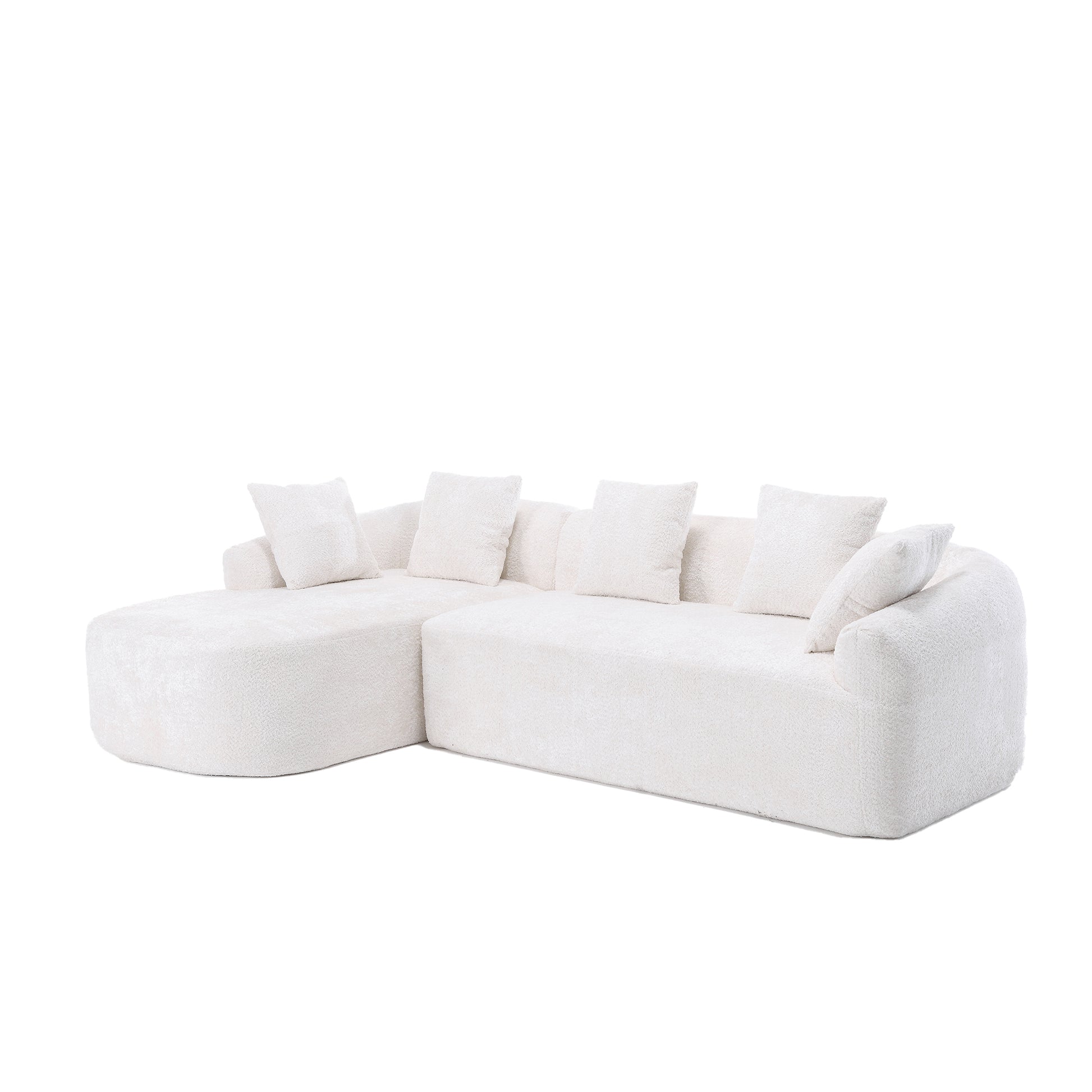 Coolmore Boucle Sofa 3 Seater For Living Room Oversized Comfy Sofa L Shape Sofa Couch With Chaise Home Furniture Sleeper Sectional Sofa For Apartment, Office Left Hand Facing Beige Beige Primary Living Space Foam Boucle 3 Seat