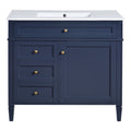 36'' Bathroom Vanity With Top Sink, Modern Bathroom Storage Cabinet With 2 Drawers And A Tip Out Drawer, Single Sink Bathroom Vanity Blue Bathroom Solid Wood Mdf Ceramic,Solid Wood Mdf