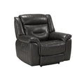 Grey Power Recliner With Usb Port Grey Faux Leather Manual Push Button Metal Primary Living Space Tight Back Push Button Pillow Top Arms Wood Fabric