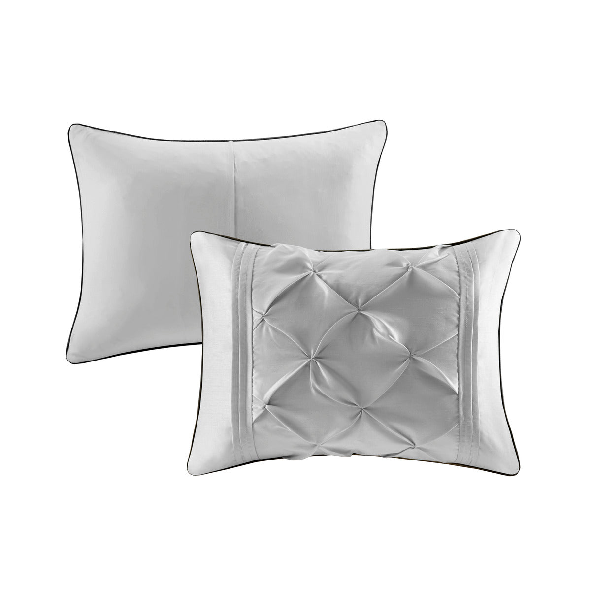 7 Piece Tufted Comforter Set Grey Full Full Grey Polyester