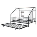 Full Size Metal House Bed With Trundle, Black Full Black Metal