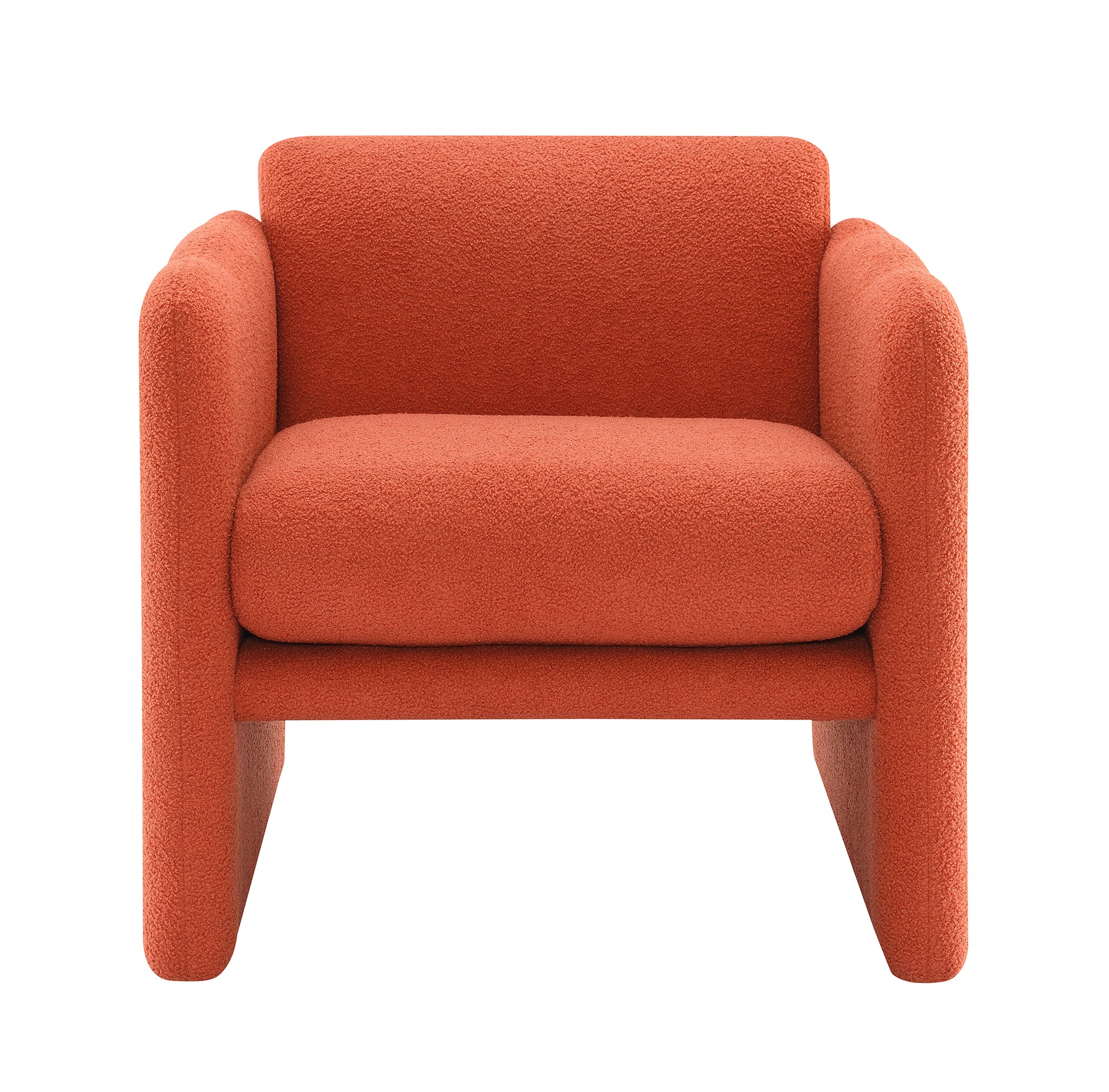 Arm Chair With Waved Arms, Metal Decoration On Both Side Arms, Accent Chair For Primary Living Space, Living Room, Bedroom, Teddy Fabric, Orange Orange Primary Living Space Modern Foam Plywood