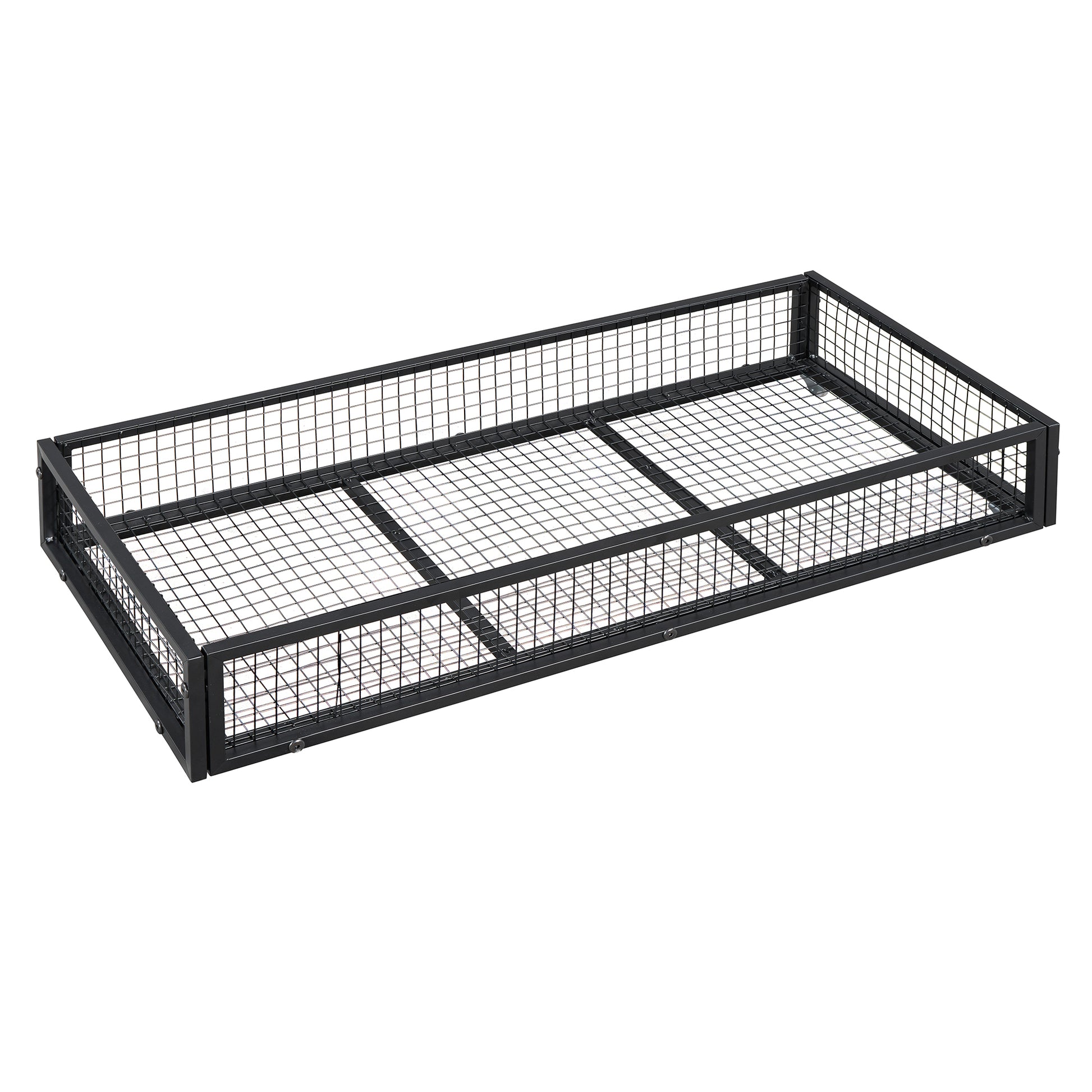 Full Size Metal Platform Bed With Two Drawers,House Shaped Headboard Design, Black Full Black Metal