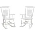 Outsunny Outdoor Wood Rocking Chairs Set Of 2, 350 Lbs. Porch Rockers With High Back For Garden, Patio, Balcony, White White Wood