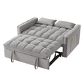 4 In1 Loveseat Sofa Bed With Armrests & Storage Pockets, Multi Function Tufted Pull Out Sofa Bed With Adjustable Backrest And Pillows, Convertible Loveseat Sofa Couch, Gray Gray Velvet Primary Living Space Medium Soft Tufted Back American