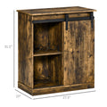 Homcom Industrial Wine Cabinet, Sideboard Storage Cabinet, Serving Bar Buffet With Sliding Barn Door And 6 Bottle Wine Rack, Brown Brown Mdf Steel