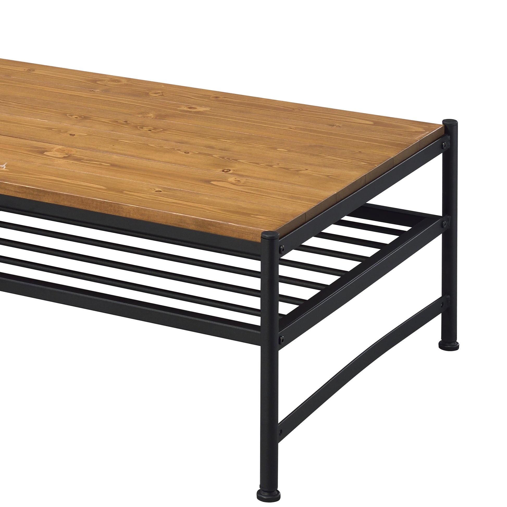 Oak And Black Coffee Table With Shelf Oak Primary Living Space Shelves Rectangular Solid Wood