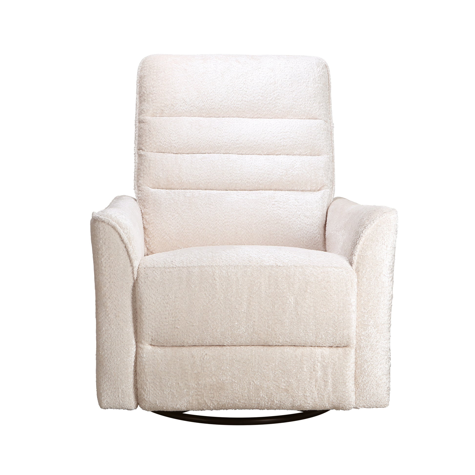 Aura Swivel Recliner In Ivory Chenille Ivory Upholstered
