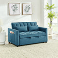 Modern Velvet Seat Sofa Couch Pull Out Bed,3 In One Convertible For Living Room Sofa Bed,Blue Blue Velvet Primary Living Space Cushion Back Medium Soft Medium Duty American Design Pillow Top Arms Foam Velvet 2 Seat